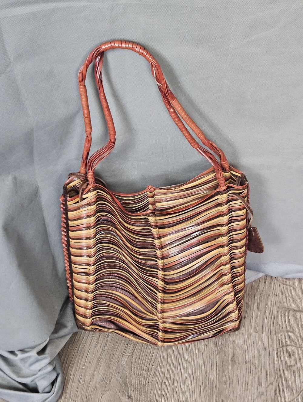 Vintage Boho Woven Multi-Color Leather Women's Shoulder Bag - Picture 11 of 12